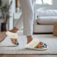 thumbnail image 5 of Chririnla Colorful Flower Print Fuzzy Slippers Women Non Slip Plush House Slippers Indoor Slipper with Fur Edges Outdoor Sneaker Slipper, 5 of 7