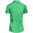 thumbnail image 3 of J. METHOD Women's Tailored Button Down Shirt Cuffed Short Sleeve Stretch Collar Office Work Formal Casual Basic Blouse Top NEWT06 Lime S, 3 of 5