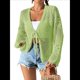 thumbnail image 3 of Cárdigan Informal de Playa para Mujer, de Larga, con Aberturas y Lazo Frontal de Crochet. Verde L, 3 of 7