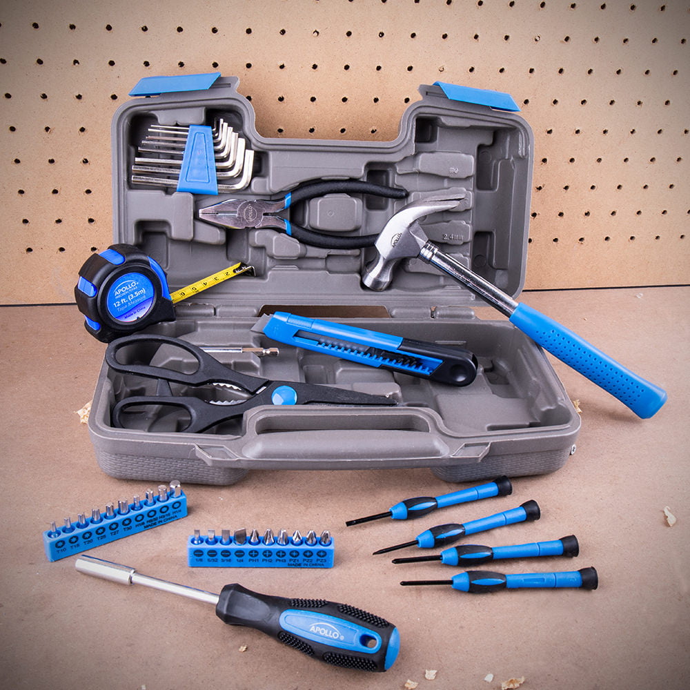 Limited Edition 2021 Apollo Tools Original 39 Piece General Household Tool Set in Toolbox Storage Case with Essential Hand Tools 