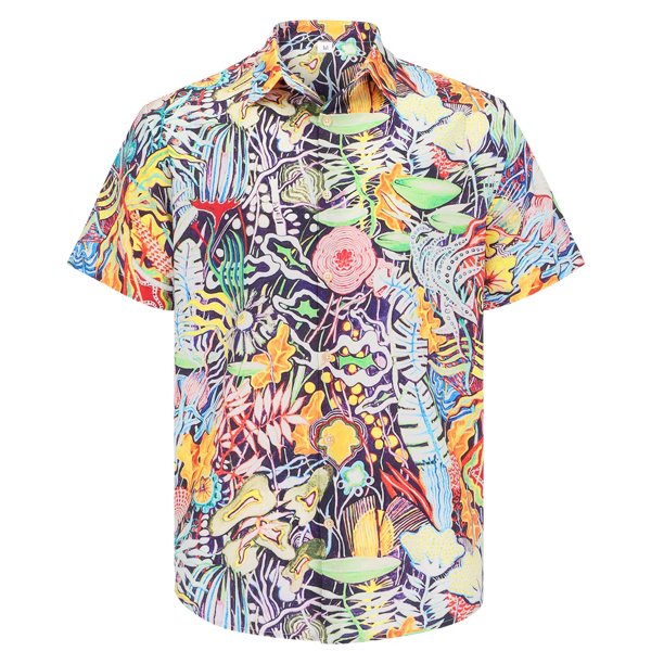Camisas Para Hombre Manga Corta Hombres Moda Primavera Verano Casual Manga corta Turndown Neck Impreso Camisetas Top Blusa (Khaki, XL)