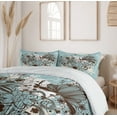 thumbnail image 6 of Ambesonne Grunge Duvet Cover Sets, Swirls and Petal Retro, 2-Queen, Pale Blue Chestnut Brown, 6 of 7