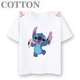 thumbnail image 3 of 2024 Disney Anime Stitch Moda Verano Niños Múltiples Dibujos Animados Algodón Camisetas Cuello Redondo Casual Manga Corta Estampado Patrón, 3 of 5
