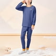 thumbnail image 2 of WRKEKC Thermal Underwear Girls Boys Solid Color Long Sleeve Crew Neck Warm Top and Pants 2 Piece Sleepwear Set with Wool and Silk Lining for Kids 2 - 18 Years, 2 of 6