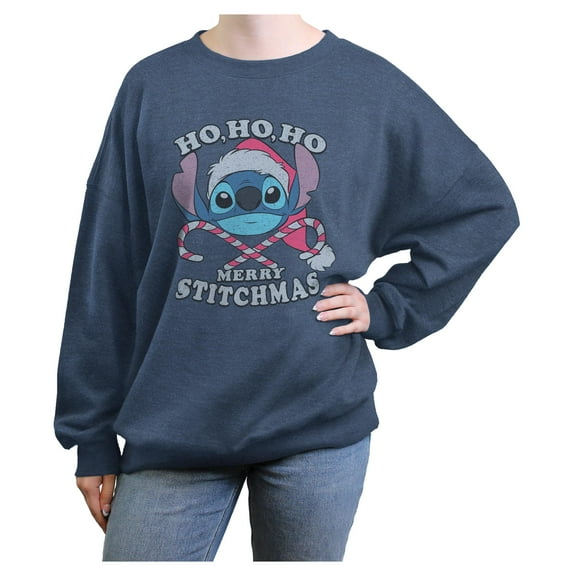 Juniors Lilo & Stitch Alien Santa Merry Stitchmas Sweatshirt