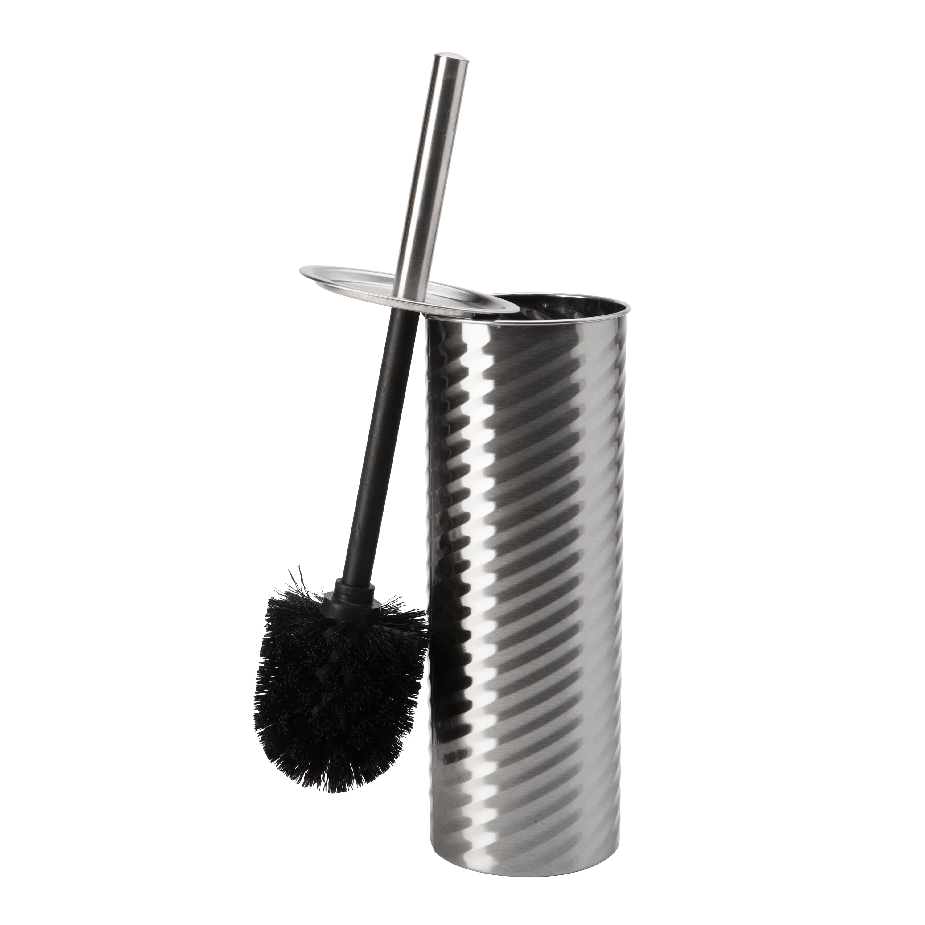 Bath Bliss 2 Pack Swirled Texture Toilet Brush & Holder in Chrome