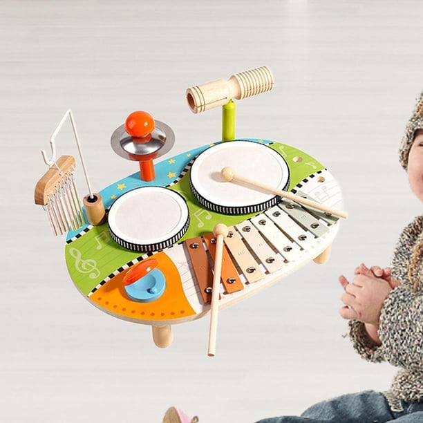 JUSTWOOD 6 en 1 Tambours en Bois Percussion Enfants Batterie, Jouet JUSTWOOD 6 en 1 Tambours en Bois Percussion Enfants Batterie, Jouet