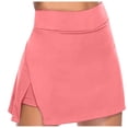 thumbnail image 3 of Women‘s Fast Dry Tight And Elastic Fitness Solid Color Yoga Shorts Two Piece Set Versatile Basic Irregular Hem A-Line Mini Skirt Summer, 3 of 6