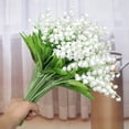 thumbnail image 5 of Nvzi white artificial wind chime flower -10 pieces, 13.78-inch artificial plastic flower, exquisite leaf stem, blooming flower is a wedding arch, vase arrangement and office decoration, 5 of 5