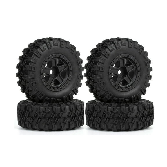 Yokua RC Rims 4pcs 1.0 Inch Beadlock RC Wheel Rim Hub Tire Set for 1:24 RC Crawler