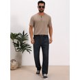 thumbnail image 2 of DARING DIVA Men's Henley Short Sleeve Button Down Jacquard Knitted T-Shirt XL Khaki, 2 of 7