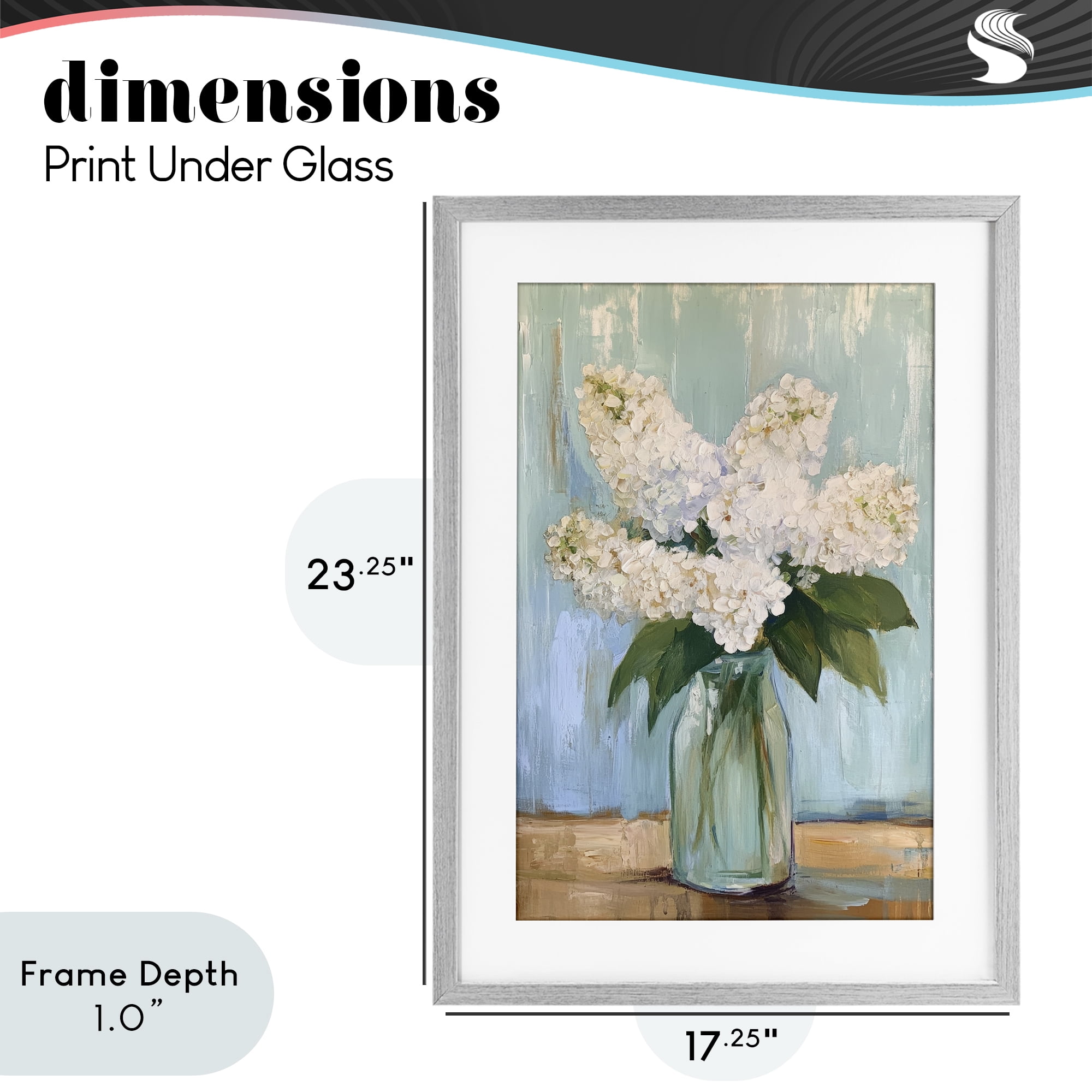 Stupell Industries Tall Flowers in Glass Vase Gray Framed Print Under Glass, design by Petal Prints Design