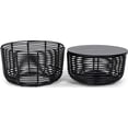 thumbnail image 3 of Finch Wyred Rattan Side Table with Removable Lid Hourglass Wicker Base Black, 3 of 5