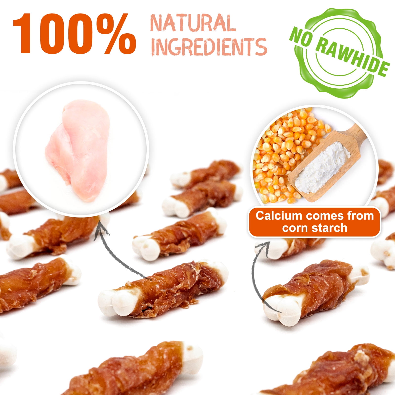 MON2SUN Chicken Wrapped Calcium Bones Small Dog Treats, 20 oz (56 Count)