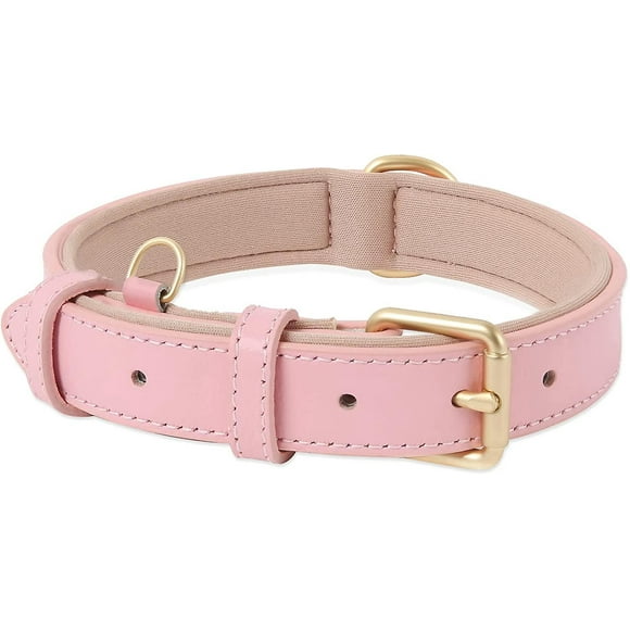 Dww-collier De Chien, En Cuir, Collier De Chien Ajustable Coussin Moelleux Cuir Rembourr Pour Petite, Moyenne Ou Grande Chiens, Rose, Xs