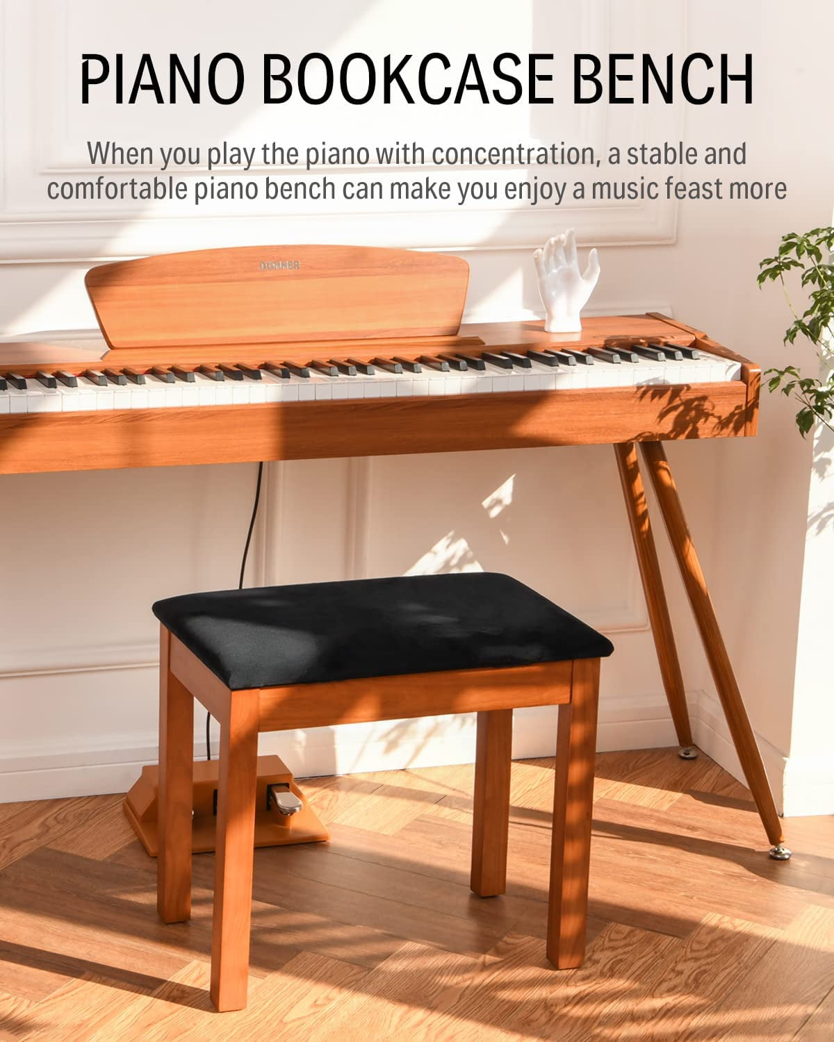 Donner Piano Bench with Storage with High-Density Sponges Pad