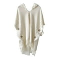 thumbnail image 2 of Shawl Wraps for Women,Bohemian Style Hooded Cape Shawl, Knit Tassel Poncho,Solid Color Winter Wrap,Warm and Casual Outerwear for Fall Winter(Beige), 2 of 3