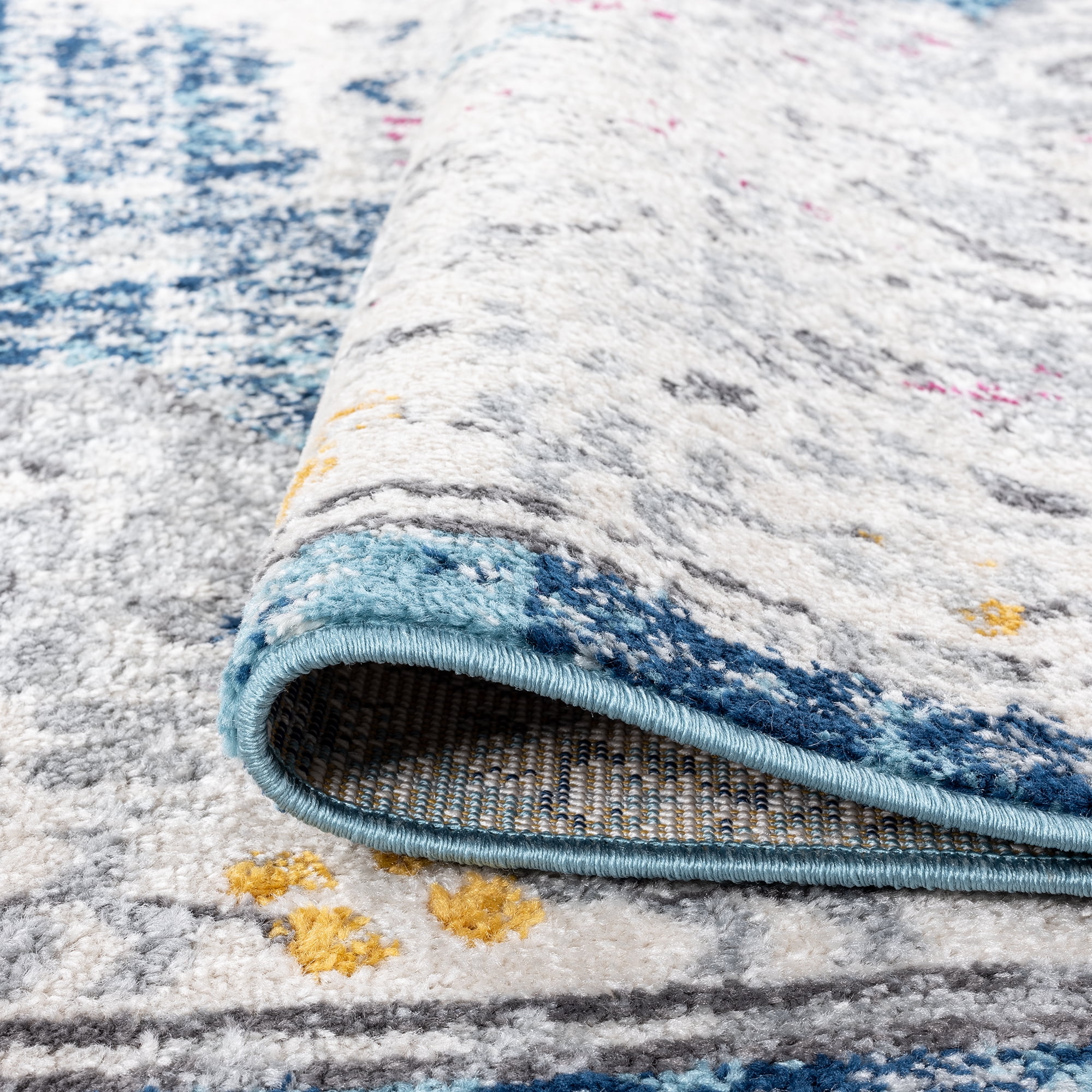 2x8 Modern Blue Runner Rugs for Hallway | Indoor Entry, Entryway, Walkway or Kitchen Rug 2'3'' x 7'3''