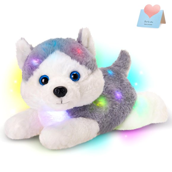 Peluche Houwsbaby Husky de 33 cm con luz LED para niños