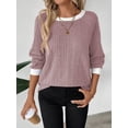 thumbnail image 7 of Long Sleeve Shirts for Women Fall Tops Lightweight Clothing Trendy Winter Clothes Tunic Crew Neck,S,Pink, 7 of 7