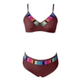 thumbnail image 4 of Maillots de Bain pour Femmes Dégradé Rayé Bretelles Spaghetti Séparé Bikini Rouge Maillots de Bain pour Femmes S, 4 of 5
