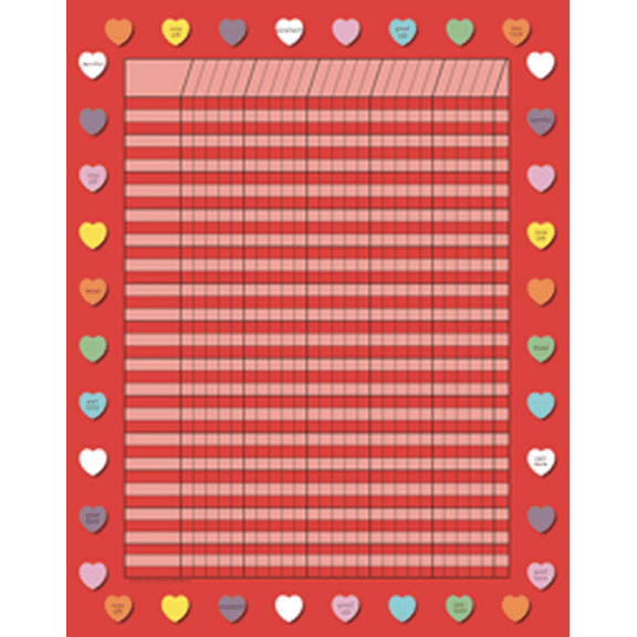 SHAPES ETC. Vertical Incentive Chart - Red Heart