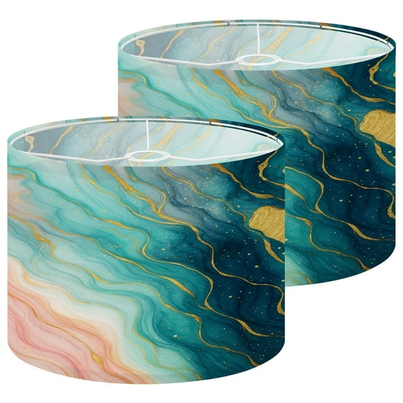 Lampshades 2 Pack Marble Wall poster Abstract pastel pink teal gold white marble alcohol 13"x13"x10" Light Shade for Table Lamps Floor Lamps Drum Lamp Shades Lampshade Replacement Easy Assembly