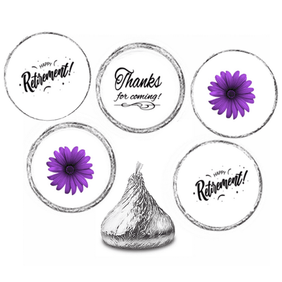 216ct Purple Happy Retirement Party Favor Candy Decoration Stickers Labels Fits Kisses Chocolates Party Favors Envelope