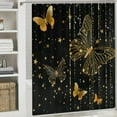 thumbnail image 6 of Fenyluxe Gold Butterfly Shower Curtain, Flying Butterfly Shower Curtains, Black Golden Girl Women Shower Curtain Set,Washable Washable Upgraded Polyester 69x72, 6 of 7