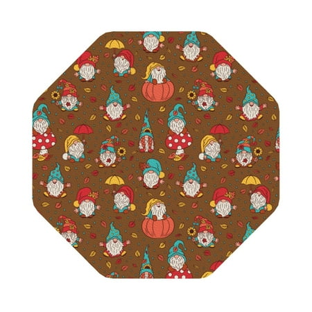 

Pofeuu cute gnome Pumpkin Print Leather Coasters Set of 6 Round Cups Mugs Mat Pad for Home Kitchen Heat Resistant Drink Coasters Octagon