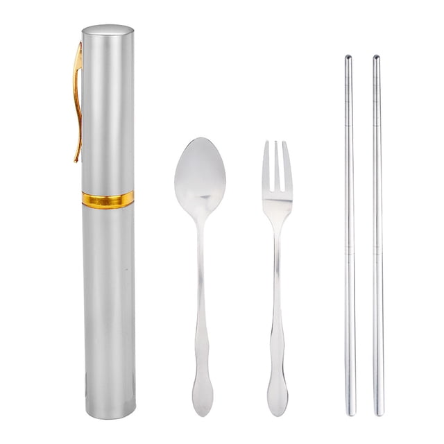 TIMIFIS Kitchen Gadgets Portable Folding Travel Dinnerware Set Stainless Steel Tableware Camping Tools