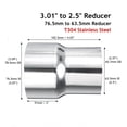 thumbnail image 6 of 3 Inch to 2.5 Inch OD Stainless Standard Exhaust Pipe Connector Adapter Reducer, 6 of 6