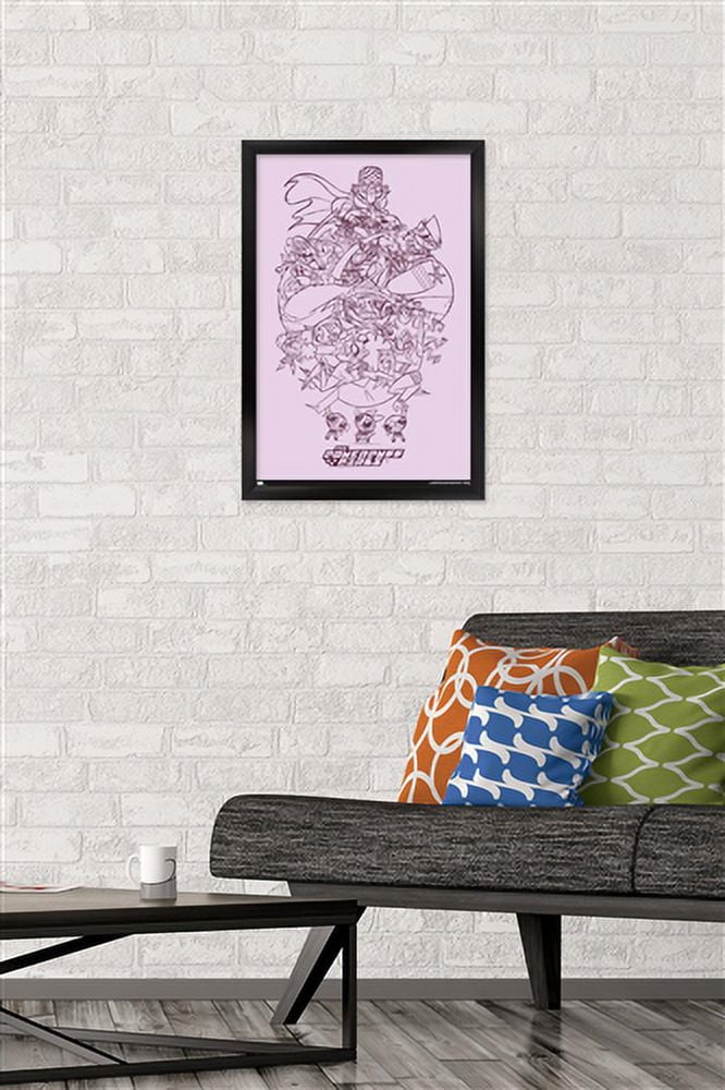 The Powerpuff Girls - Group Sketch Wall Poster, 14.725" x 22.375", Framed