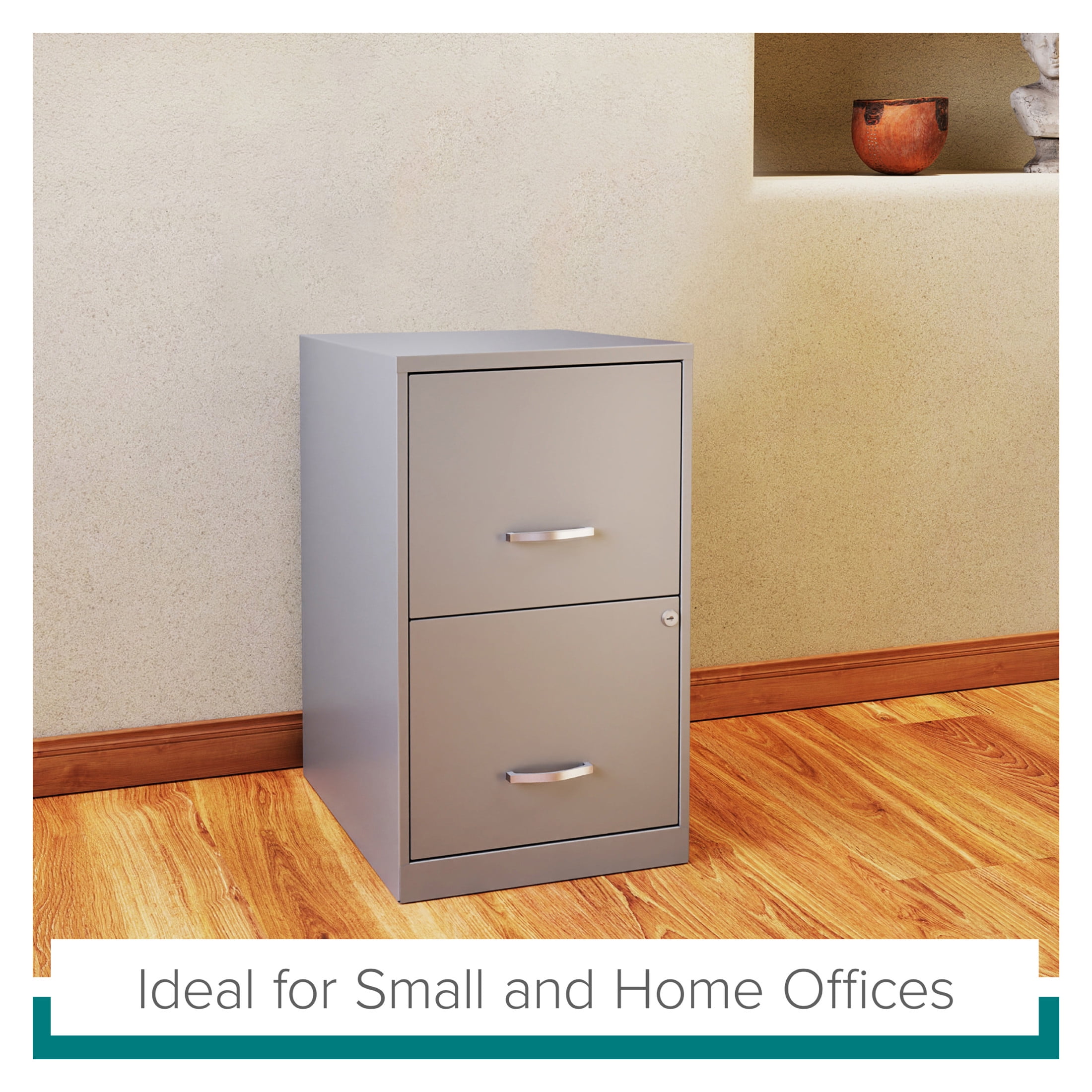 Space Solutions 18" Deep 2 Drawer Letter Width Vertical File Cabinet, Silver