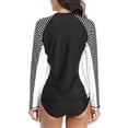 thumbnail image 4 of Charmo Women's Striped Rash Guard UPF 50+ Long Sleeve Swimsuit Top Swim Shirts, 4 of 6