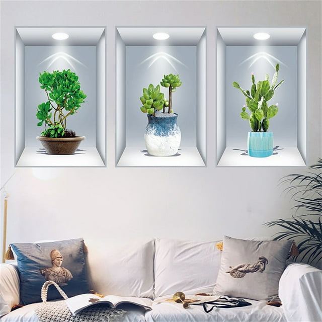 ¡Aprovecha!, Calcomanías con efecto de plantas en macetas para pasillos, escaleras, pintura decorativa, mural de plantas y flores para pared de hotel y restaurante Akmoler