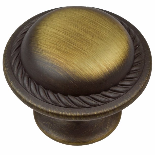 GlideRite 11/8 Inch Rustic Round Rope Knobs, Antique Brass, Pack of 10