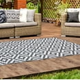 thumbnail image 4 of Nuu Garden Grey Geometric Outdoor Rug, 6' x9', Indoor/Outdoor Area Rugs, Reversible, Grey and Beige, 4 of 5