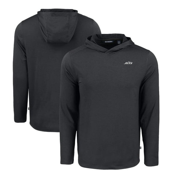 Men's Cutter & Buck Black New York Jets Monochromatic Logo Coastline Epic Comfort Eco Recycled Long Sleeve Hoodie