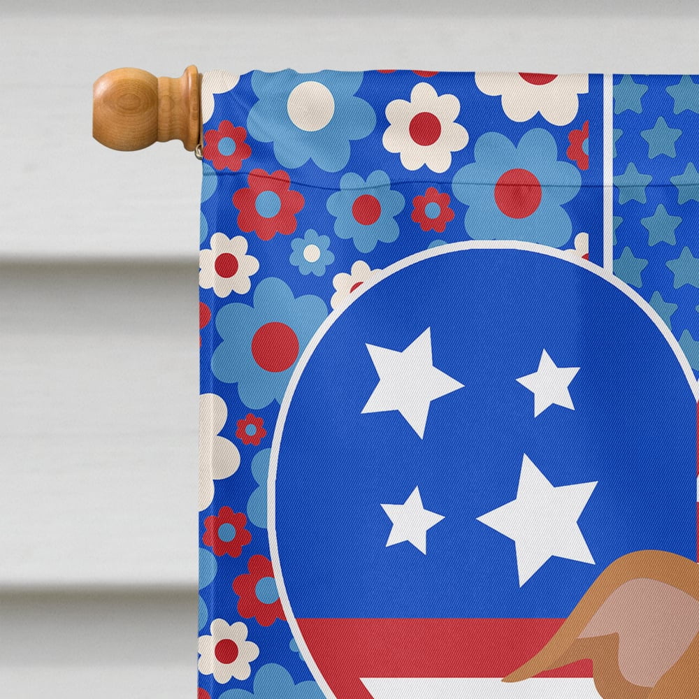 Red Pit Bull Terrier USA American Flag Canvas House Size 28 in x 40 in