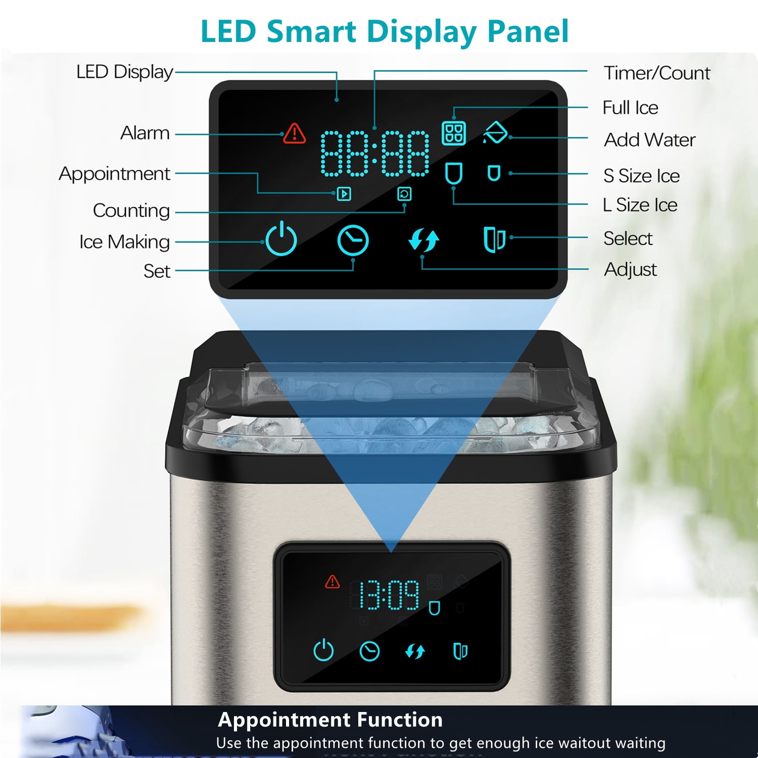 Ice Maker Countertop 28 lbs/24 hrs Capacity Bullet Ice