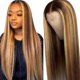thumbnail image 3 of Peluca de pelo largo y liso, peluca recta para mujer, peluca recta para mujer, peluca marrón degradado dorado de moda, parte superior de la línea, 3 of 7