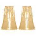 thumbnail image 4 of vastwit Boys Girls 70s Hippie Disco Dancewear Metallic Bell Bottoms Loose Fit High Waist Flare Pants Gold 16, 4 of 5