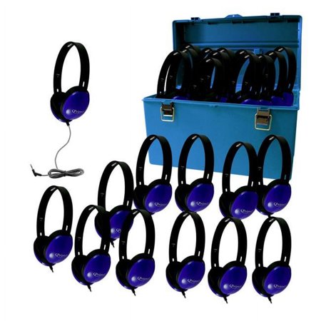 UPC: 0681181625505 | HamiltonBuhl Lab Pack of 24 Primo Stereo Headphones with 3.5mm Plug in Large Carry Case
