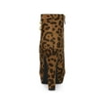 thumbnail image 2 of Unique Bargains Women's Round Toe Side Zipper Block High Heel Ankle Boots Leopard 9, 2 of 7