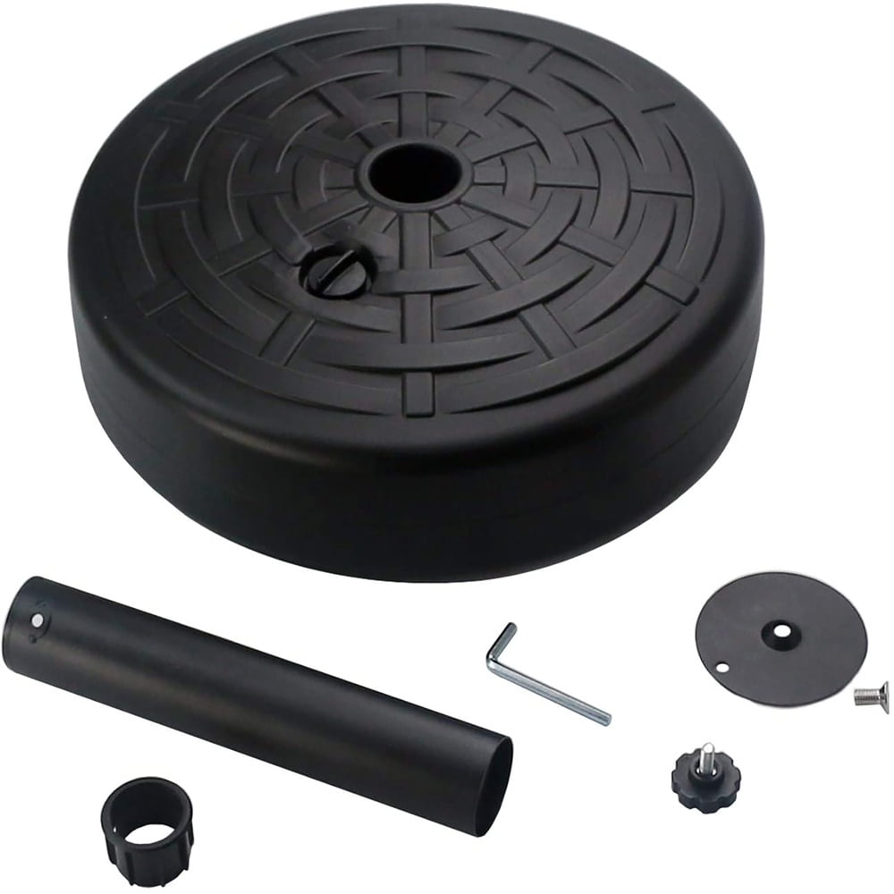 18" Round Umbrella Base Stand Market for Outdoor Patio Lawn Garden, Powder Coated, Heavy Duty, Black