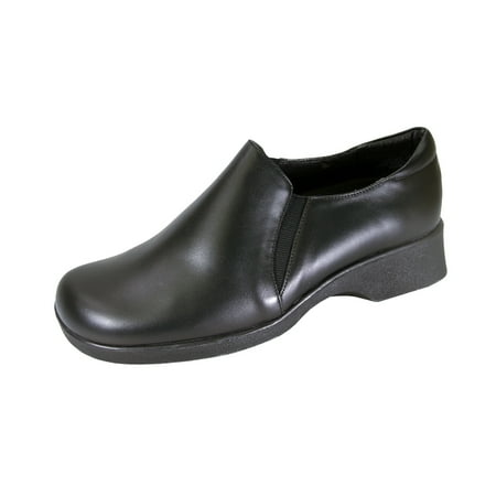 

24 HOUR COMFORT Laila Women s Wide Width Leather Slip-On Shoes BLACK 10.5