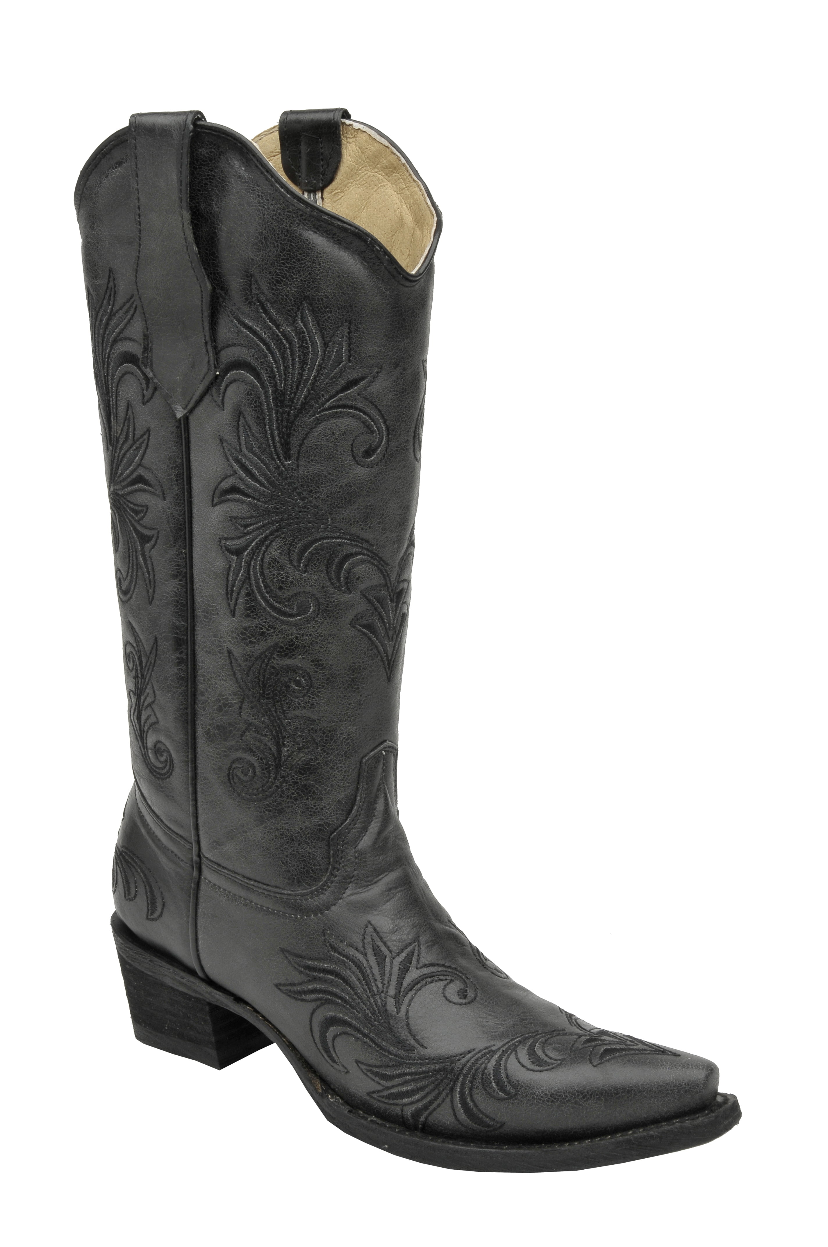 Corral Boots - Corral Women's Circle G Black Filigree Embroidered Western Boot - Walmart.com