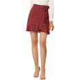 thumbnail image 5 of Allegra K Women's Plaid Tie Waist Short Ruffle Wrap Skirt, 5 of 6