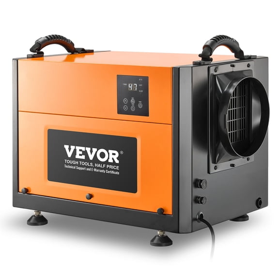 VEVOR 125 Pints Commercial Dehumidifier with Drain Hose, Portable Crawl Space Dehumidifiers for Basement Storage Room Industrial Grade, Auto Defrost/Drainage, Heavy-duty Galvanized Steel,LED Indicate